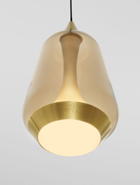 LED Pendelleuchte 12 cm breit in Schwarz Gold Glas warmweiß