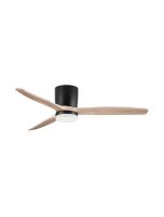 LED Deckenventilator mit Licht Schwarz Natur Holz &Oslash; 132 cm
