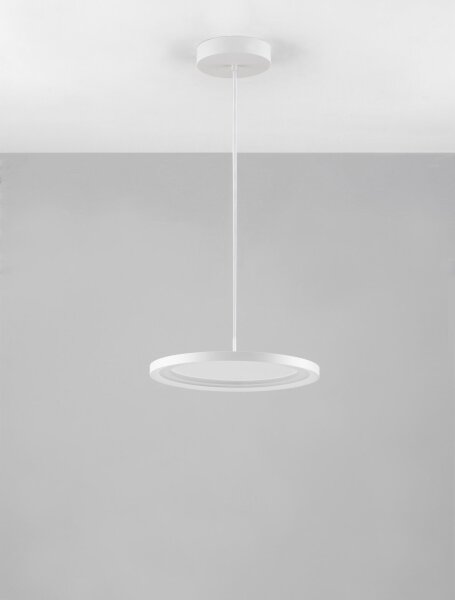 LED Pendelleuchte Ring Ø 40 cm Weiß dimmbar höhenverstellbar