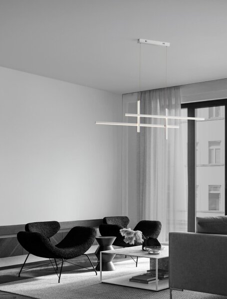 LED Hängelampe Weiß 120 cm lang dimmbar 4 flammig warmweiß