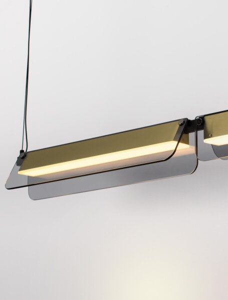 LED Hängelampe in Schwarz Gold 93 cm lang dimmbar Glas
