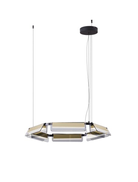 LED Hängeleuchte in Schwarz Gold Ø 72 cm dimmbar Glas rund