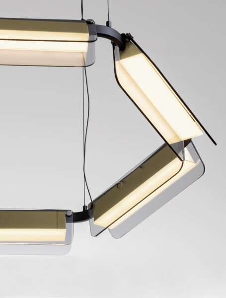 LED Hängeleuchte in Schwarz Gold Ø 72 cm dimmbar Glas rund