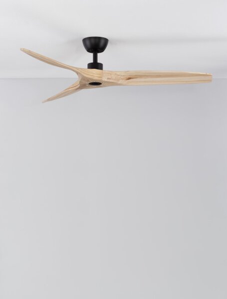 Deckenventilator Fernbedienung Ø 132 cm Schwarz Natur Holz