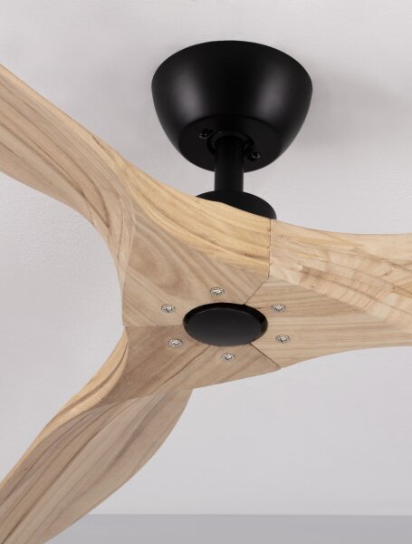Deckenventilator Fernbedienung Ø 132 cm Schwarz Natur Holz