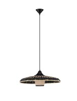 Pendelleuchte E27 Ø 61 cm Schwarz Natur...