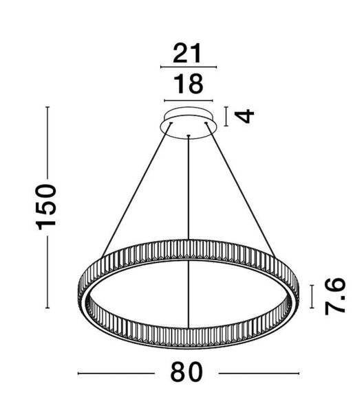 LED Kronleuchter Ring Ø 80 cm in Gold dimmbar Kristall