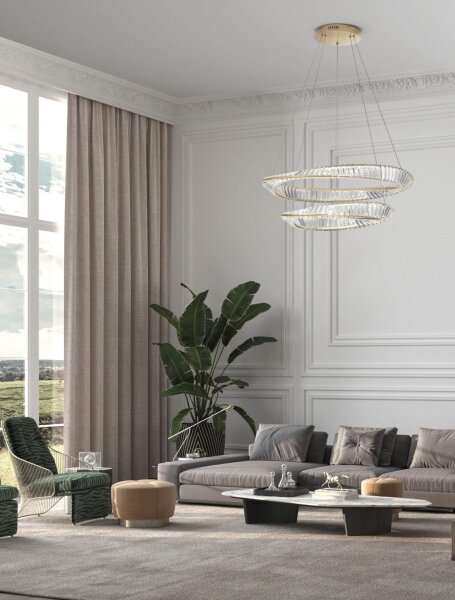 LED Kronleuchter rund Ø 80 cm in Gold dimmbar 6351 lm