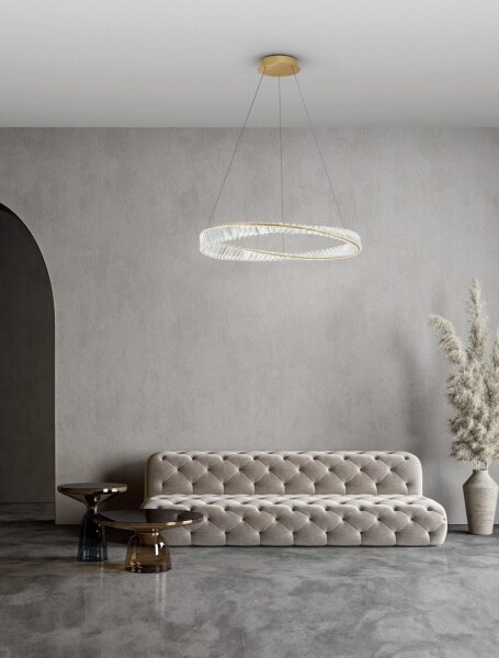 LED Hängelampe Ø 80 cm in Gold dimmbar höhenverstellbar