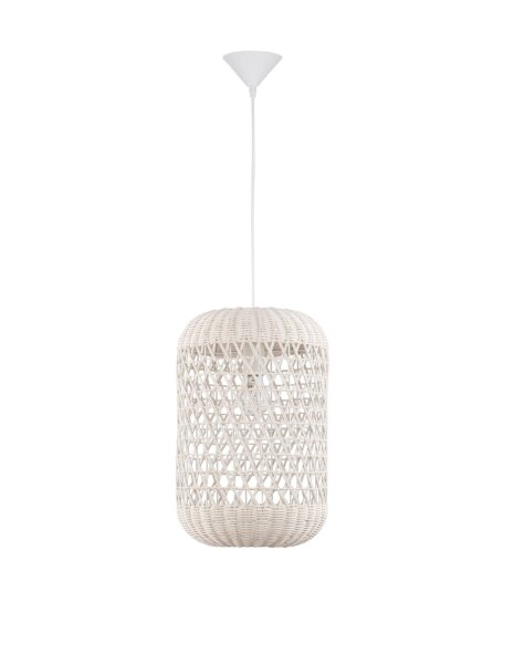 Pendelleuchte E27 24 cm breit Weiß Elfenbein Boho EDGAR