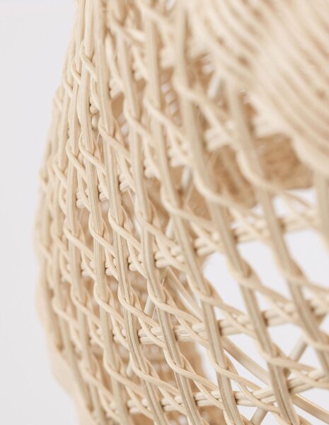 Hängelampe Boho Schwarz Beige 24 cm breit E27 Rattan Metall