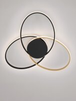 LED Deckenleuchte in Schwarz Gold 64 cm lang dimmbar Ring