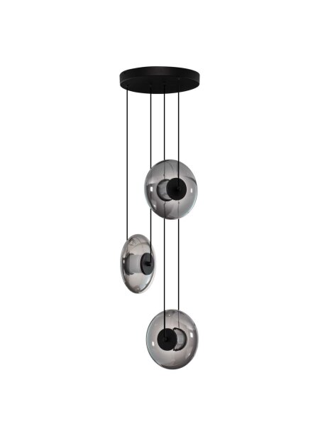 LED Hängelampe Schwarz Grau 35 cm breit dimmbar Rauchglas