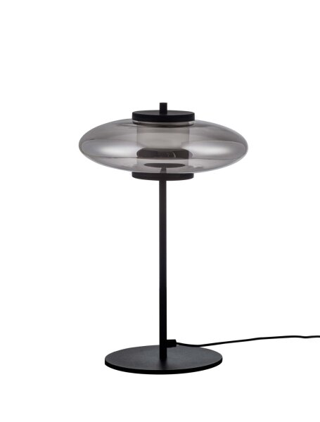 LED Tischlampe 40 cm Schwarz Grau dimmbar Rauchglas warmweiß