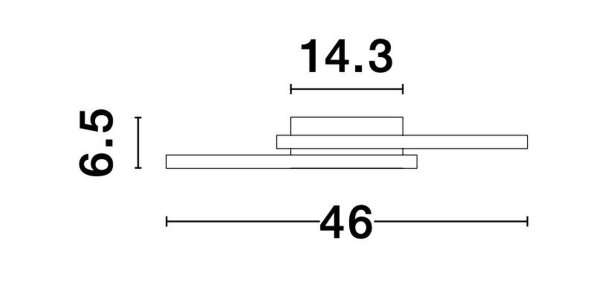 LED Deckenleuchte in Blattgold 46 cm breit flach 2 flammig