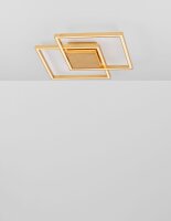 LED Deckenleuchte in Blattgold 46 cm breit flach 2 flammig