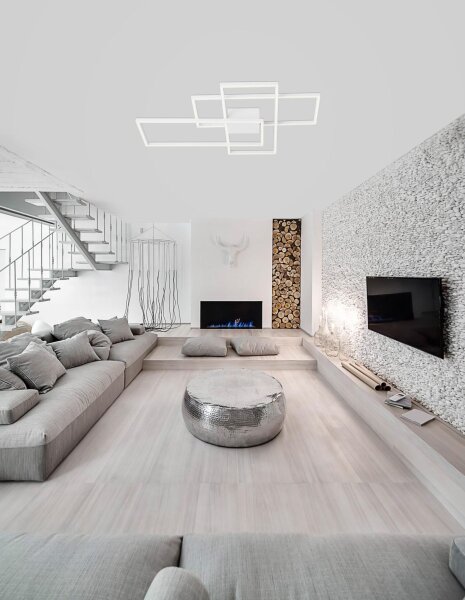LED Deckenleuchte Weiß 90 x 67 cm dimmbar flach 3 flammig