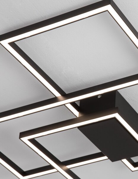 LED Deckenlampe 90 x 67 cm Schwarz dimmbar flach 3 flammig