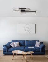LED Deckenlampe 90 x 67 cm Schwarz dimmbar flach 3 flammig
