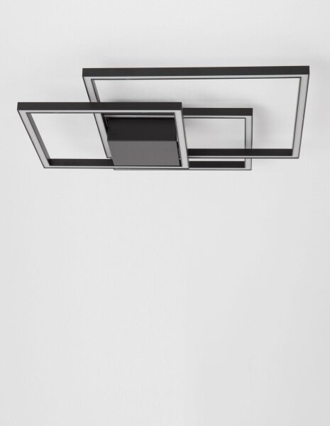 LED Deckenleuchte Schwarz 56 cm breit flach 3 flammig Modern