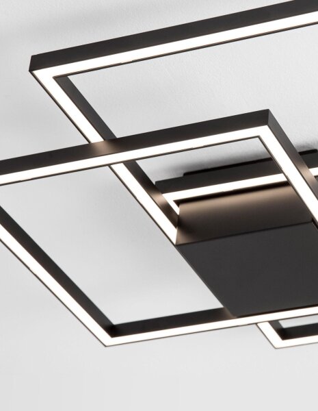 LED Deckenleuchte Schwarz 56 cm breit flach 3 flammig Modern