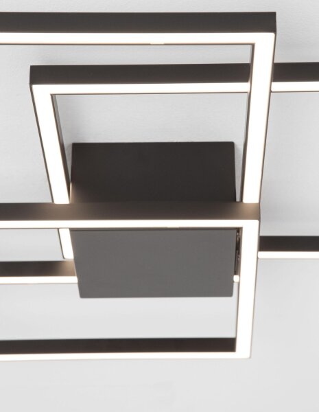 LED Deckenleuchte Schwarz 56 cm breit flach 3 flammig Modern