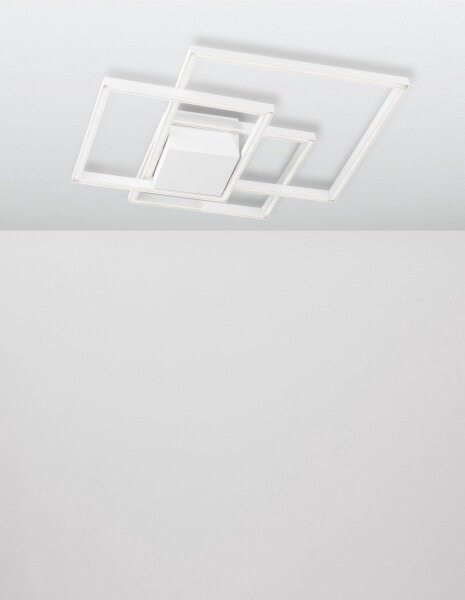 LED Deckenlampe 56 cm breit Weiß flach 3 flammig warmweiß