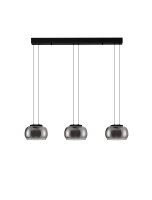 LED H&auml;ngelampe Schwarz Grau 82 cm lang dimmbar Rauchglas