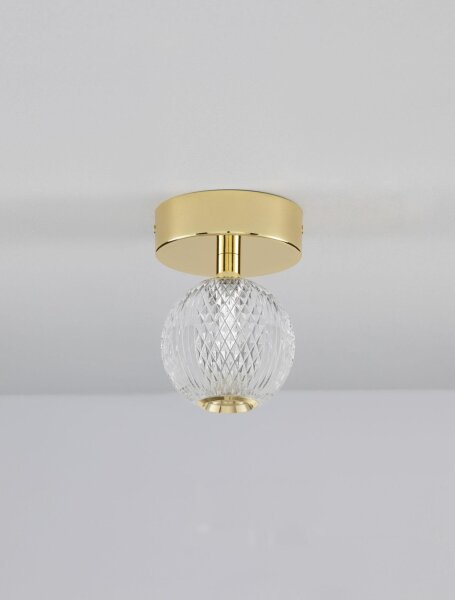 LED Deckenlampe rund Ø 11 cm in Gold Vintage warmweiß Kugel