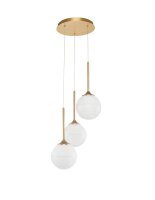 Pendelleuchte rund G9 25 cm breit in Gold Wei&szlig; Retro Kugel
