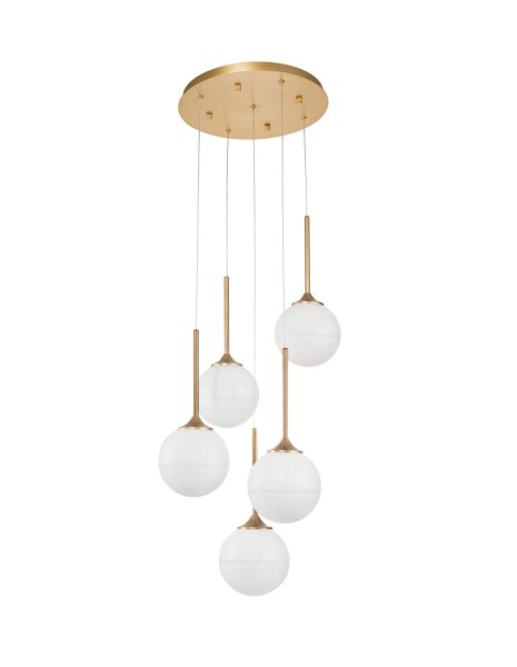 Hängelampe Retro in Gold Weiß 35 cm breit G9 Glas Metall