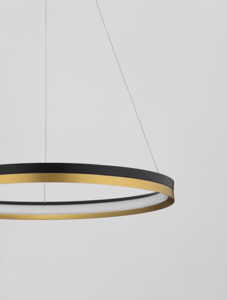 LED Pendelleuchte in Schwarz Gold Ø 60 cm dimmbar Metall