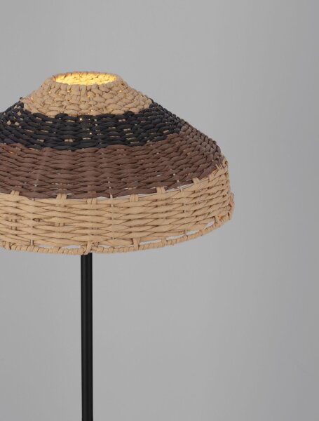 Stehlampe E27 148 cm Schwarz Braun Natur Rattan Metall