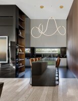 LED Hängelampe in Gold 150 cm lang dimmbar Metall...