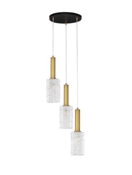 Pendelleuchte E27 30 cm breit in Schwarz Gold Klarglas