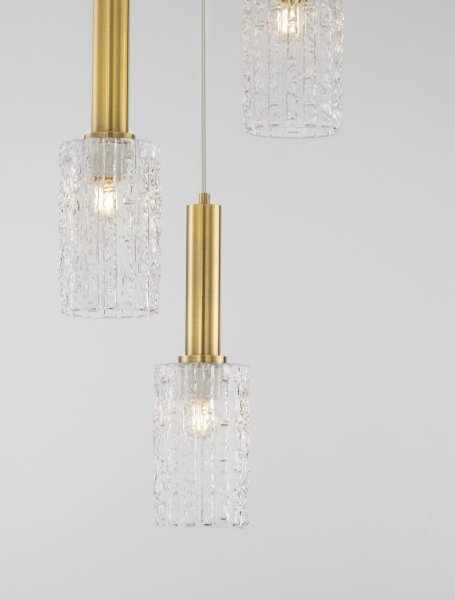 Pendelleuchte E27 30 cm breit in Schwarz Gold Klarglas