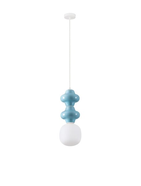 Pendelleuchte Glas Keramik E14 Weiß Blau 18 cm breit Modern