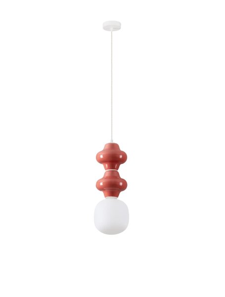 Hängelampe E14 18 cm breit Weiß Rot höhenverstellbar Modern