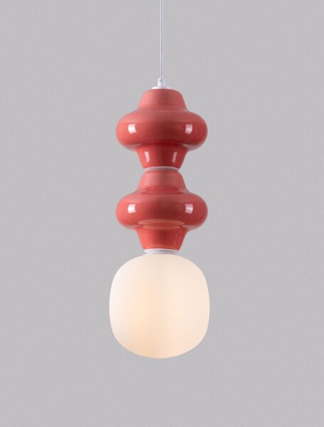 Hängelampe E14 18 cm breit Weiß Rot höhenverstellbar Modern
