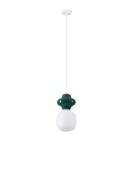 Moderne Hängelampe E14 Weiß Grün 18 cm breit Glas Keramik