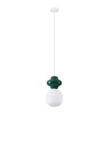 Moderne H&auml;ngelampe E14 Wei&szlig; Gr&uuml;n 18 cm breit Glas Keramik