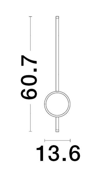 LED Wandleuchte Minimalistisch Schwarz 61 cm hoch schmal