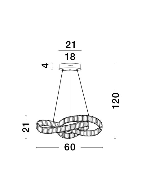 LED Pendelleuchte rund 60 cm breit in Chrom dimmbar GARLAND