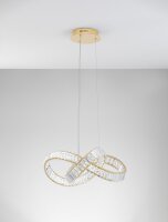LED Hängelampe in Gold 60 cm breit dimmbar Kristall...