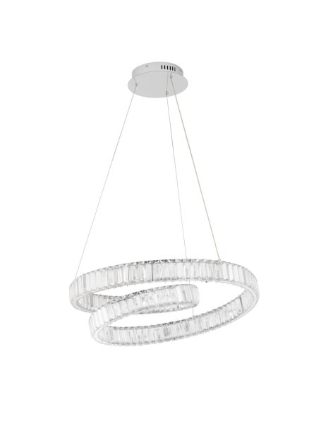 LED Pendelleuchte Kristall Metall in Chrom Ø 60 cm dimmbar