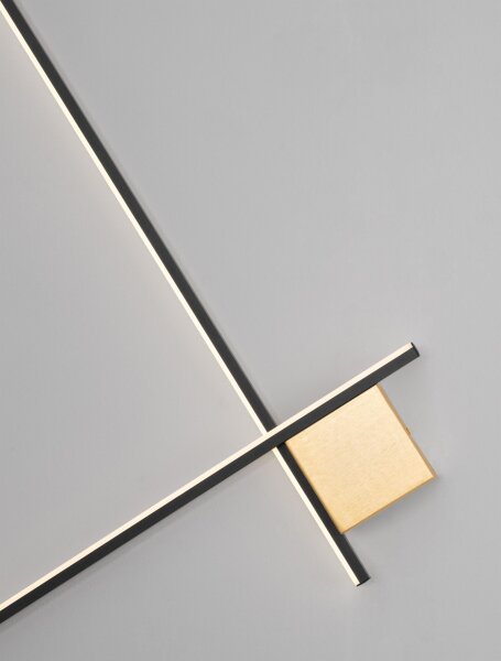 LED Wandlampe 80 cm breit in Schwarz Gold dimmbar 2 flammig