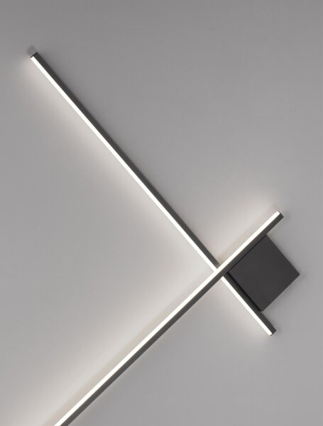 LED Wandleuchte Minimalistisch Schwarz 80 cm breit dimmbar