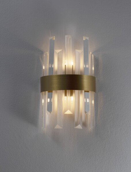 Wandlampe G9 30 cm hoch in Gold matt Klassisch Kristall