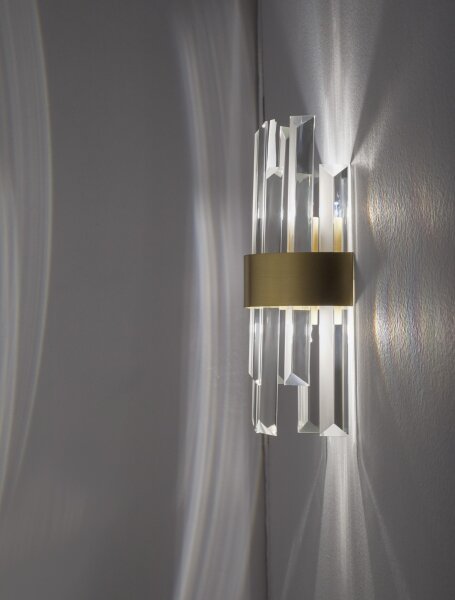 Wandlampe G9 30 cm hoch in Gold matt Klassisch Kristall