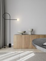Stehlampe rund G9 150 cm Schwarz Weiß Design Glas...